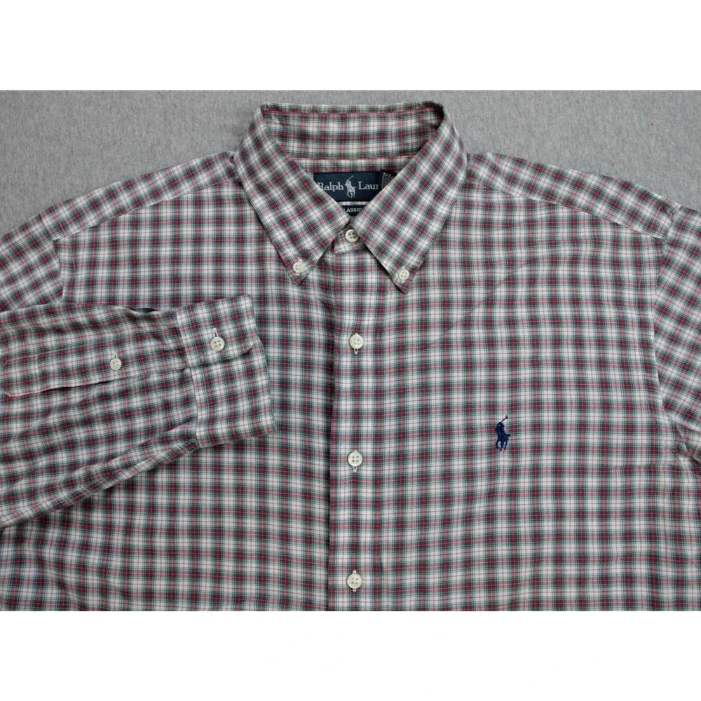 Ralph Lauren Shirt Mens Size‎ L Plaid Long Sleeve Cotton Classic Fit Button-Down